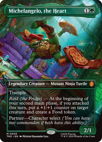 Michelangelo the Heart 0005 Borderless Commander: Teenage Mutant Ninja Turtles Magic card