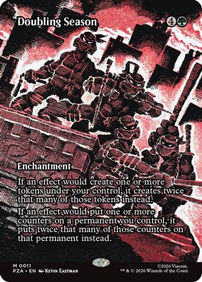 Doubling Season Borderless Teenage Mutant Ninja Turtles Source Material Magic card