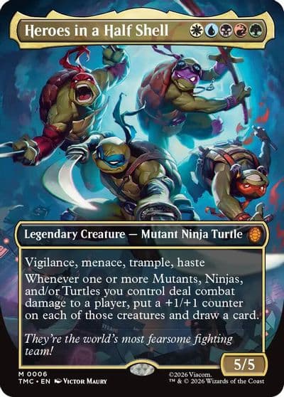 Heroes in a Half Shell 0006 Borderless Commander: Teenage Mutant Ninja Turtles Magic card