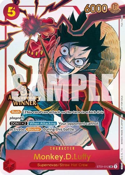 MonkeyDLuffy ST01 012 3rd Anniversary Winner One Piece Promotion Cards One Piece card