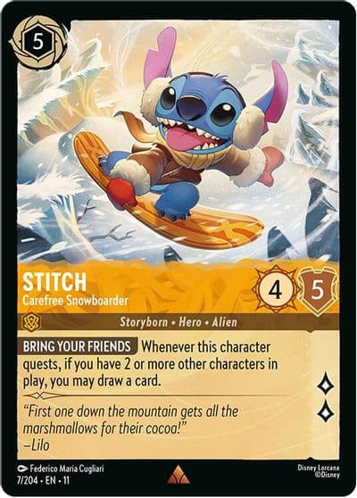Stitch Carefree Snowboarder Winterspell Lorcana card