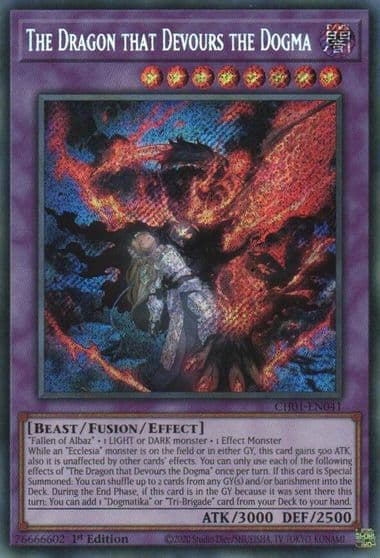 The Dragon that Devours the Dogma Secret Rare THE CHRONICLES DECK: The Fallen & The Virtuous (All-Foil Edition) Yu-Gi-Oh! card