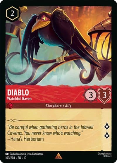 Diablo Watchful Raven Whispers in the Well Lorcana card