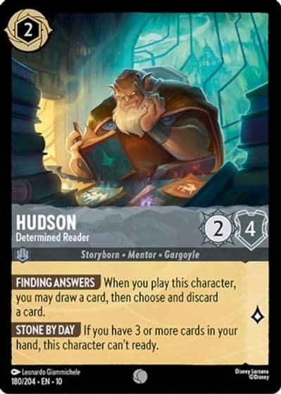 Hudson Determined Reader Whispers in the Well Lorcana card