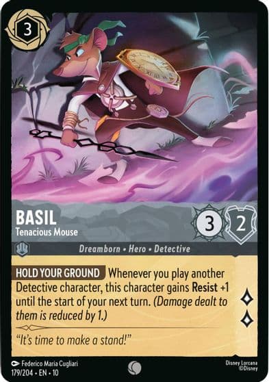 Basil Tenacious Mouse Whispers in the Well Lorcana card
