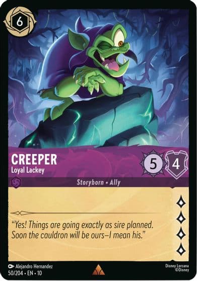 Creeper Loyal Lackey Whispers in the Well Lorcana card