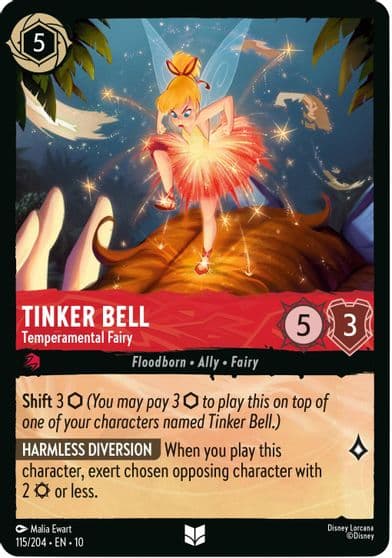 Tinker Bell Temperamental Fairy Whispers in the Well Lorcana card