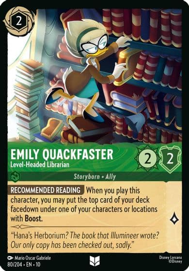 Emily Quackfaster Level Headed Librarian Whispers in the Well Lorcana card