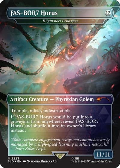 FAS BOR7 Horus Blightsteel Colossus Rainbow Foil Secret Lair Drop Series Magic card
