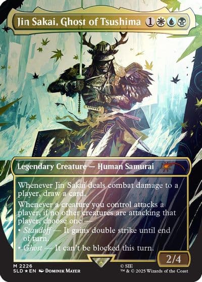 Jin Sakai Ghost of Tsushima Rainbow Foil Secret Lair Drop Series Magic card