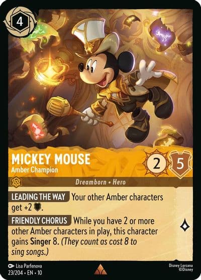 Mickey Mouse Amber Champion Whispers in the Well Lorcana card