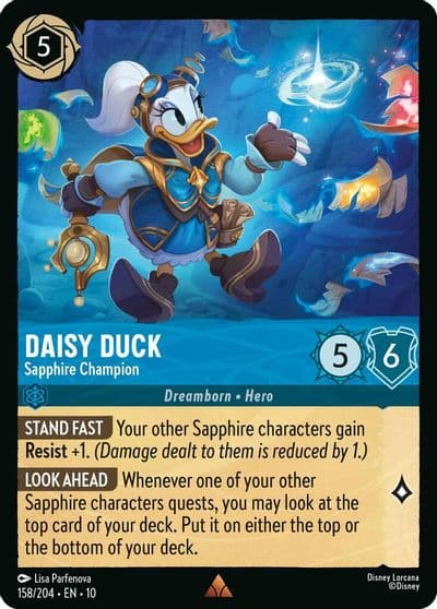 Daisy Duck Sapphire Champion Whispers in the Well Lorcana card