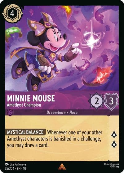 Minnie Mouse Amethyst Champion Whispers in the Well Lorcana card