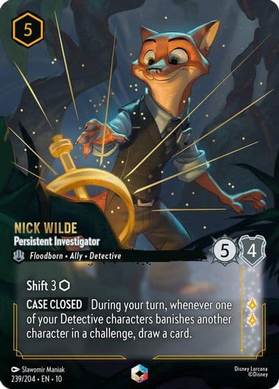 Nick Wilde Persistent Investigator Enchanted Whispers in the Well Lorcana card