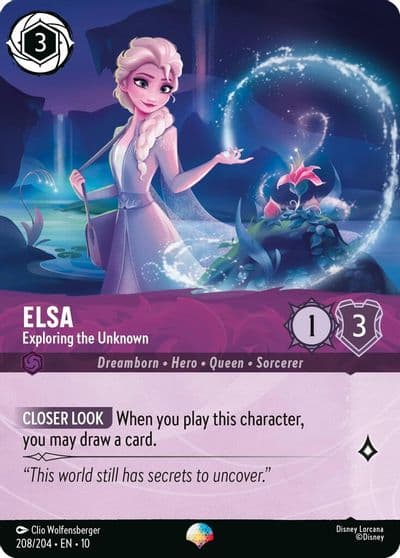 Elsa Exploring the Unknown Epic Whispers in the Well Lorcana card