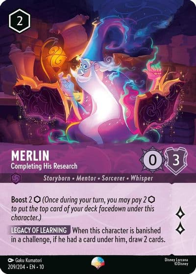 Merlin Completing His Research Epic Whispers in the Well Lorcana card