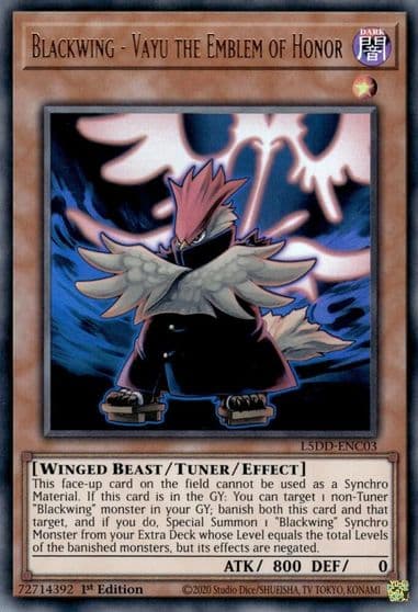 Blackwing Vayu the Emblem of Honor Legendary 5D's Decks Yu-Gi-Oh! card