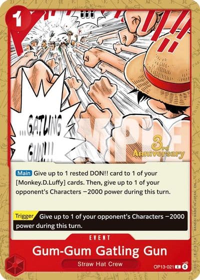 Gum Gum Gatling Gun Carrying On His Will: 3rd Anniversary Tournament Cards One Piece card