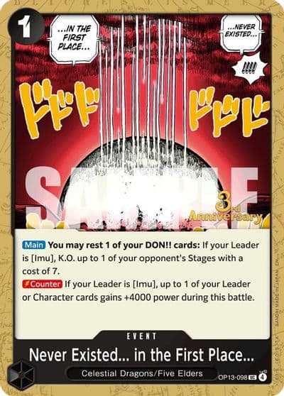 Never Existed in the First Place Carrying On His Will: 3rd Anniversary Tournament Cards One Piece card