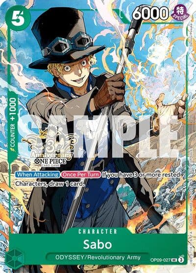 Sabo OP09 027 3rd Anniversary Tournament 3 Brothers Pack Carrying On His Will: 3rd Anniversary Tournament Cards One Piece card