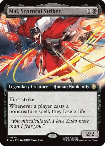 Mai Scornful Striker Extended Art Avatar: The Last Airbender Magic card