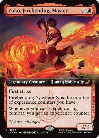 Zuko Firebending Master Extended Art Avatar: The Last Airbender: Eternal-Legal Magic card