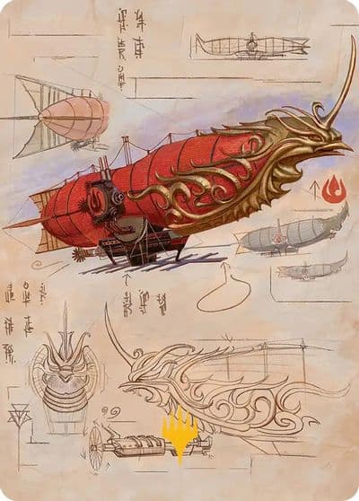Phoenix Fleet Airship Art Card Gold Stamped Planeswalker Symbol Art Series: Avatar: The Last Airbender Magic card