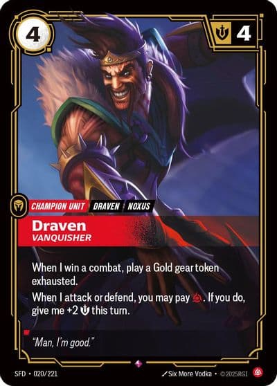 Draven Vanquisher Spiritforged Riftbound card