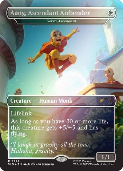 Aang Ascendant Airbender Serra Ascendant Rainbow Foil Secret Lair Drop Series Magic card
