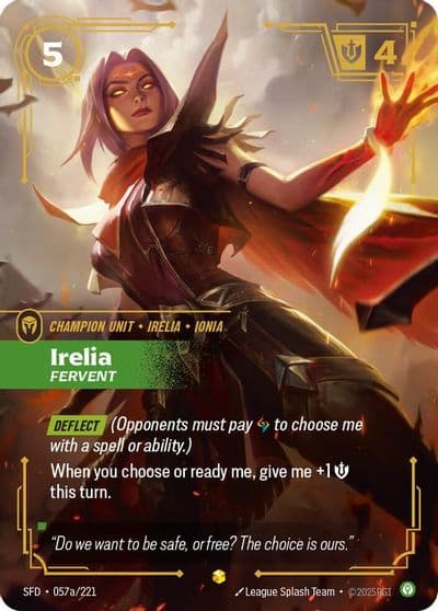 Irelia Fervent Alternate Art Spiritforged Riftbound card