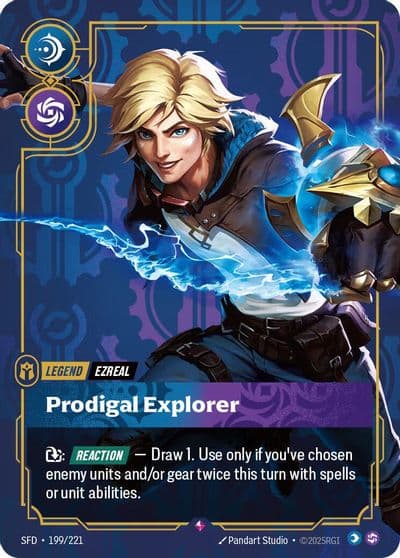 Ezreal Prodigal Explorer Spiritforged Riftbound card