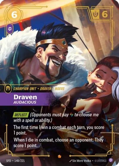 Draven Audacious Spiritforged Riftbound card