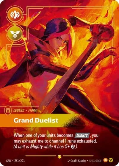 Fiora Grand Duelist Overnumbered Spiritforged Riftbound card