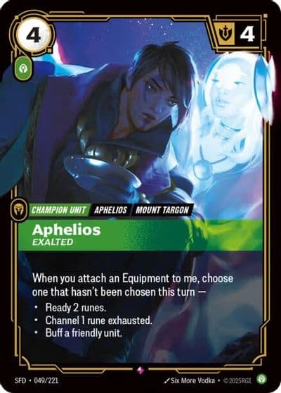 Aphelios Exalted Spiritforged Riftbound card