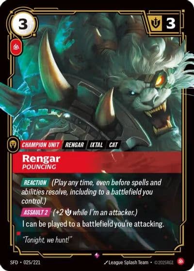 Rengar Pouncing Spiritforged Riftbound card