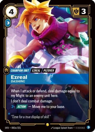 Ezreal Dashing Alternate Art Spiritforged Riftbound card