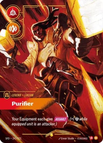 Lucian Purifier Overnumbered Spiritforged Riftbound card