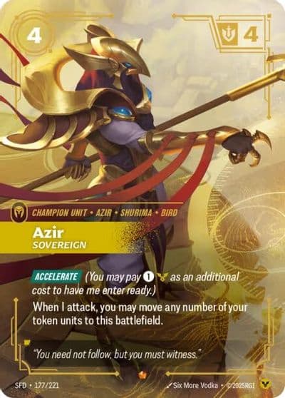 Azir Sovereign Spiritforged Riftbound card
