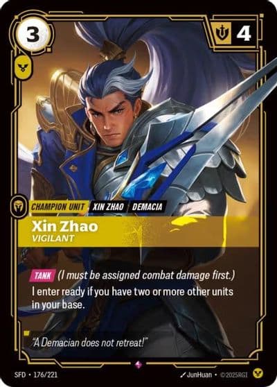 Xin Zhao Vigilant Spiritforged Riftbound card