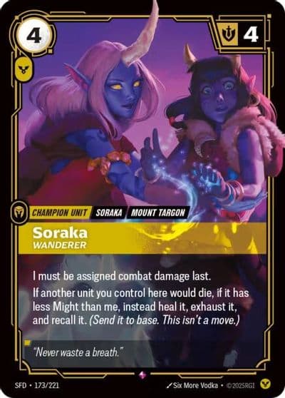 Soraka Wanderer Spiritforged Riftbound card