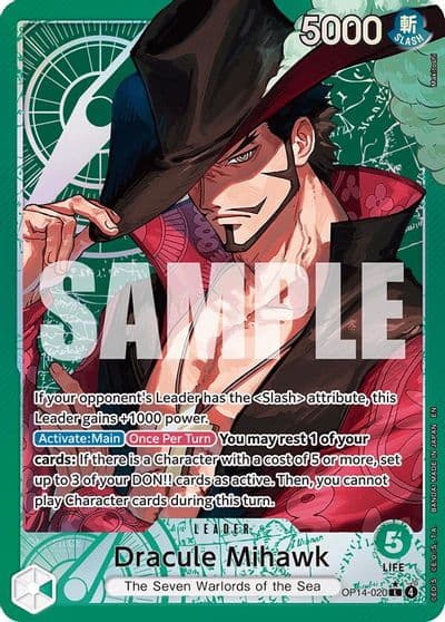 Dracule Mihawk OP14 020 Alternate Art The Azure Sea's Seven One Piece card