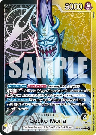 Gecko Moria OP14 080 Alternate Art The Azure Sea's Seven One Piece card