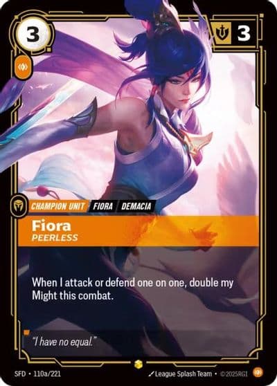 Fiora Peerless Alternate Art Spiritforged Riftbound card