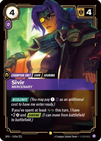Sivir Mercenary Alternate Art Spiritforged Riftbound card