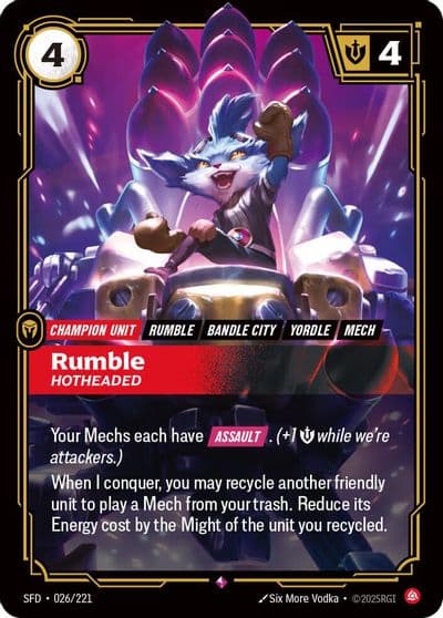 Rumble Hotheaded Spiritforged Riftbound card