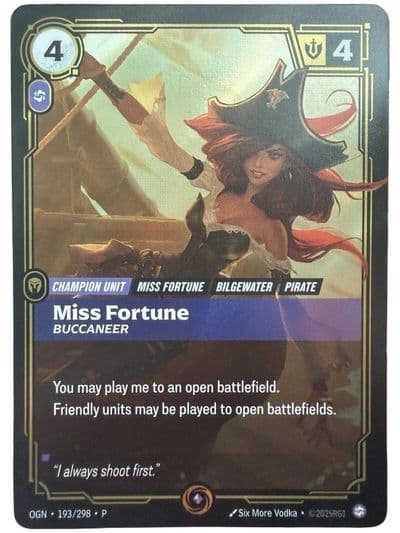 Miss Fortune Buccaneer Riftbound Organized Play Promotional Cards Riftbound card