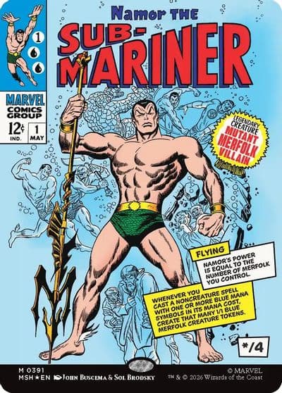 Namor the Sub Mariner Borderless 0391 Marvel Super Heroes Magic card