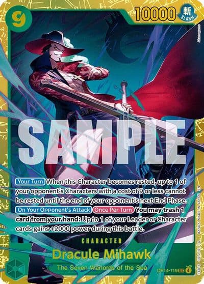 Dracule Mihawk OP14 119 The Azure Sea's Seven One Piece card