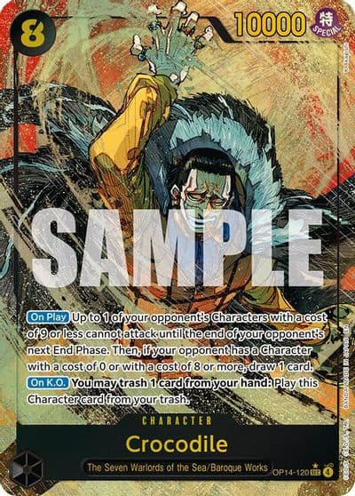 Crocodile OP14 120 Alternate Art The Azure Sea's Seven One Piece card