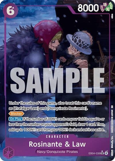 Rosinante and Law Alternate Art The Azure Sea's Seven One Piece card